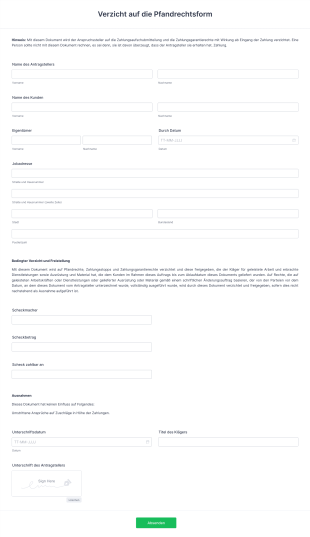 Verzicht Auf Die Pfandrechtsform