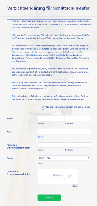 Verzichtserklärung Für Schlittschuhläufer