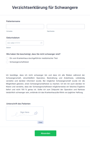 Verzichtserklärung Für Schwangere