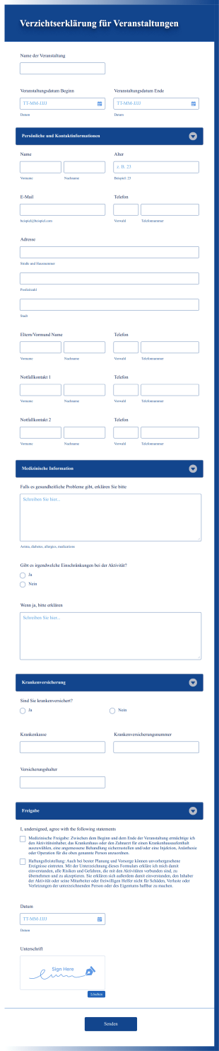 Verzichtserklärung Für Veranstaltungen