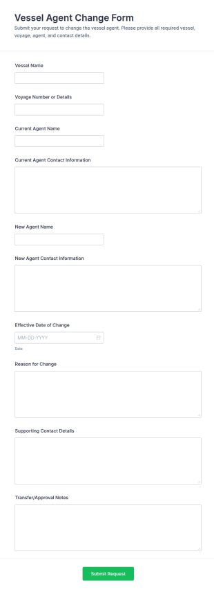 Vessel Agent Change Form Template