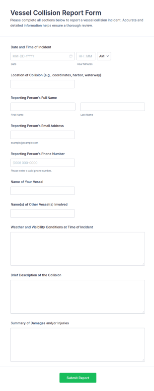 Vessel Collision Report Form Template