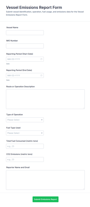 Vessel Emissions Report Form Template