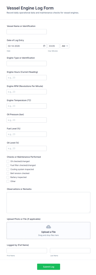 Vessel Engine Log Form Template