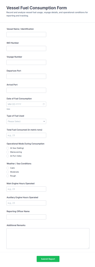 Vessel Fuel Consumption Form Template