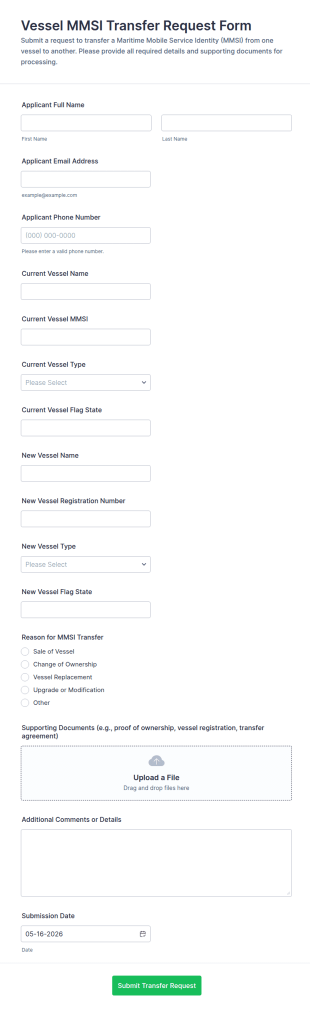 Vessel MMSI Transfer Request Form Template