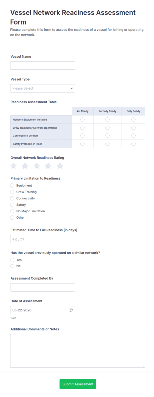 Vessel Network Readiness Assessment Form Template