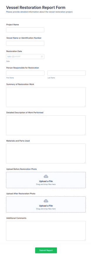 Vessel Restoration Report Form Template