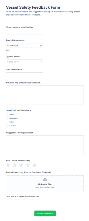 Vessel Safety Feedback Form Template