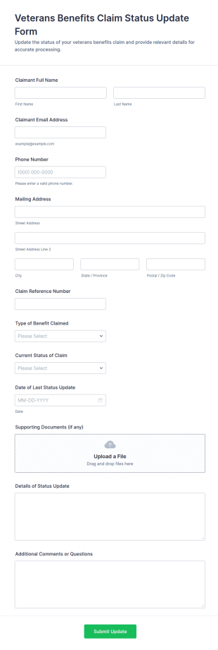 Veterans Benefits Claim Status Update Form Template