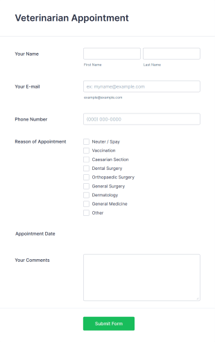 Veterinarian Appointment Form Template