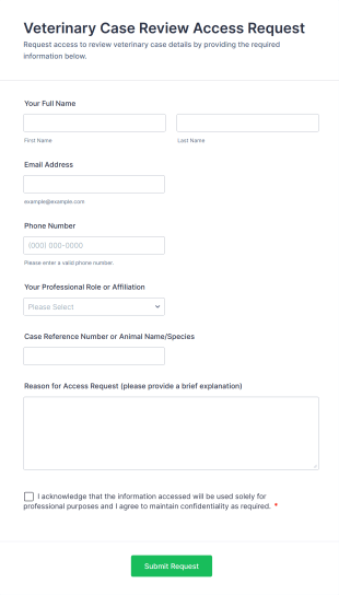 Veterinary Case Review Access Request Form Template