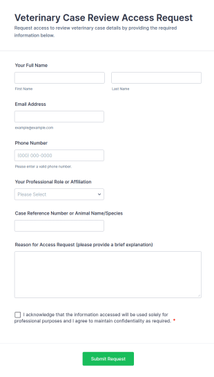 Veterinary Case Review Access Request Form Template
