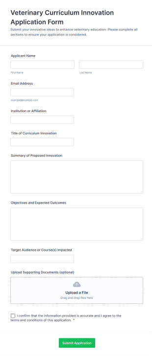 Veterinary Curriculum Innovation Application Form Form Template