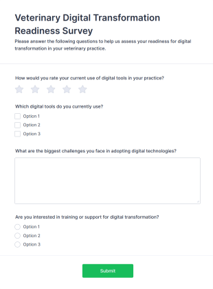 Veterinary Digital Transformation Readiness Survey Form Template