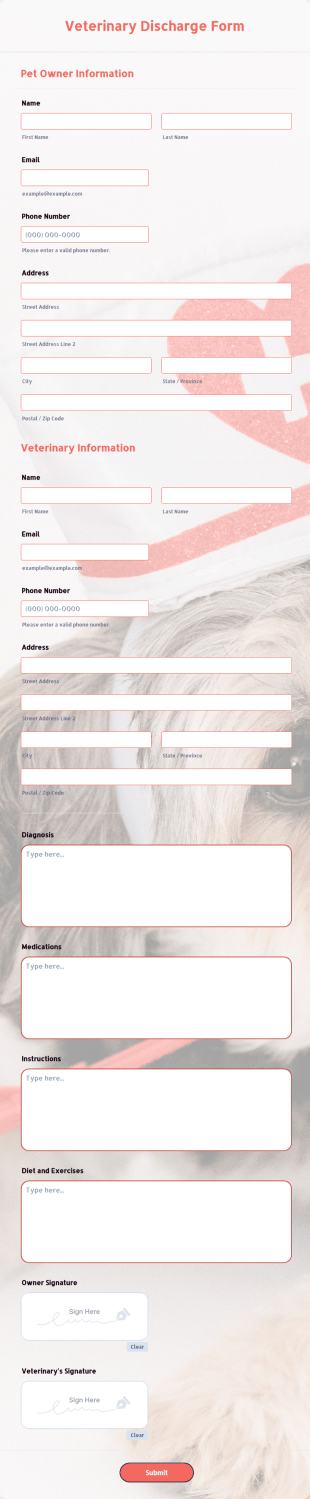 Veterinary Discharge Form Template