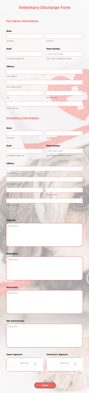 Veterinary Discharge Form Template