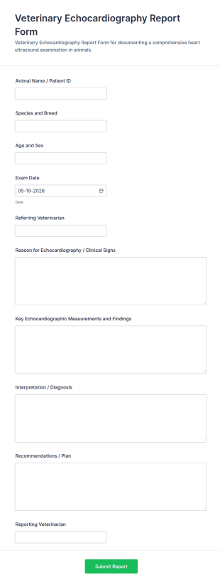 Veterinary Echocardiography Report Form Template