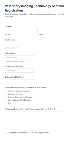 Veterinary Imaging Technology Seminar Registration Form Template