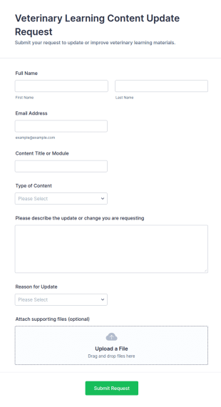 Veterinary Learning Content Update Request Form Template