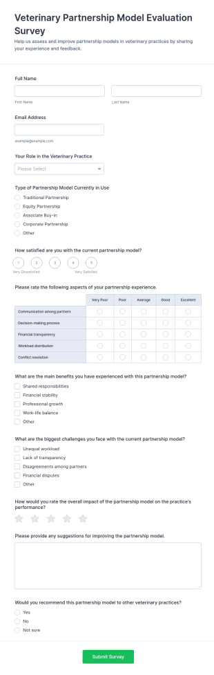 Veterinary Partnership Model Evaluation Survey Form Template