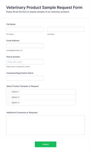 Veterinary Product Sample Request Form Template