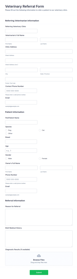 Veterinary Referral Form Template