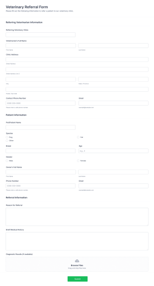 Veterinary Referral Form Template