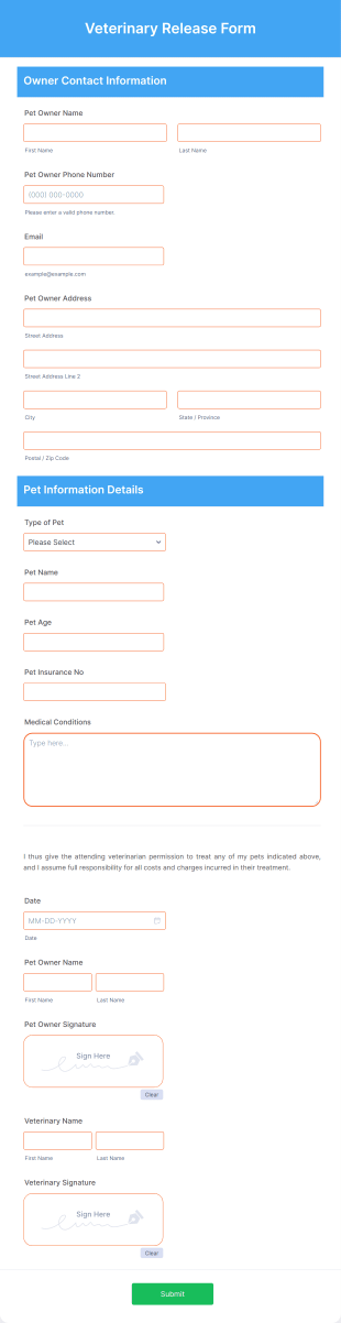 Veterinary Release Form Template