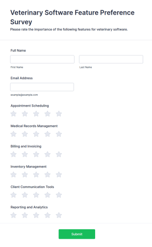 Veterinary Software Feature Preference Survey Form Template