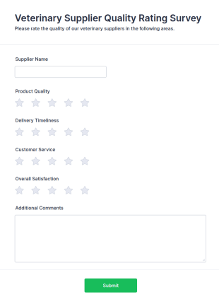 Veterinary Supplier Quality Rating Survey Form Template