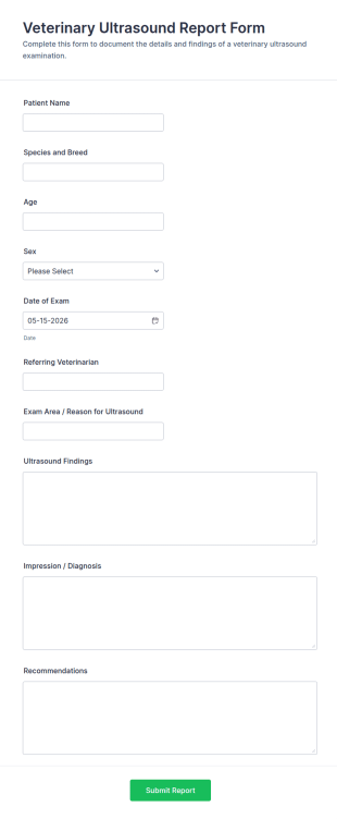 Veterinary Ultrasound Report Form Template