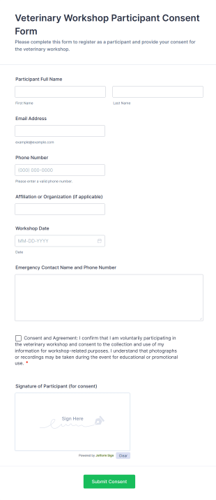 Veterinary Workshop Participant Consent Form Template