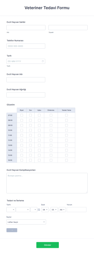 Veteriner Tedavi Form Template