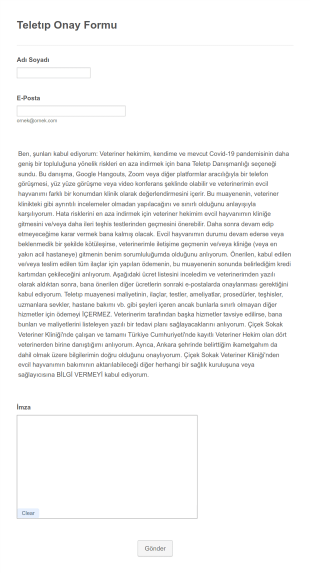 Veteriner Teletıp Onay Form Şablonu