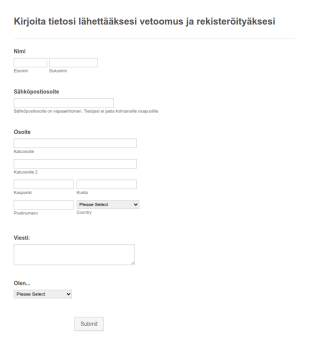 Vetoomus Ja Rekisteröintilomake