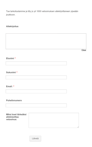 Vetoomuslomake Form Template