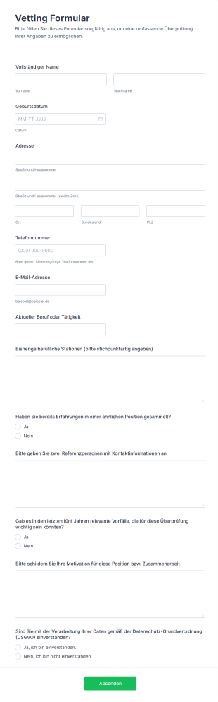 Vetting Formular