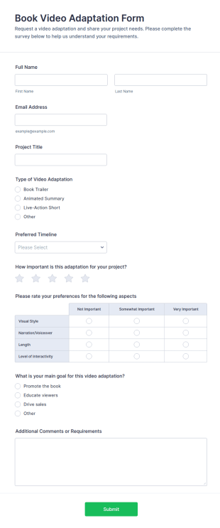 Video Adaptation Survey Form Template