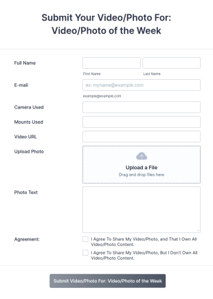Video And Photo Submission Form Template