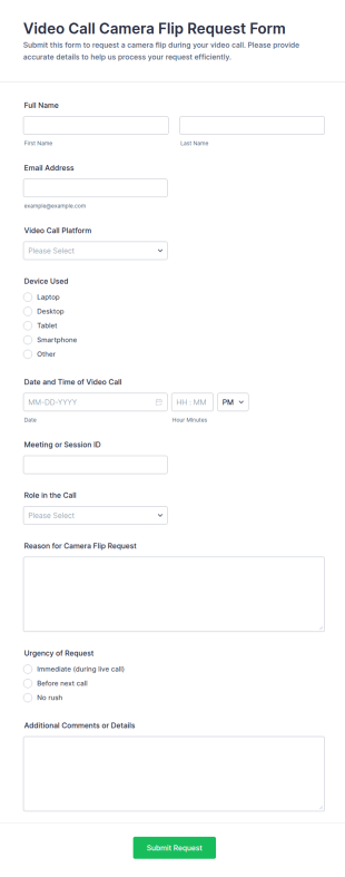 Video Call Camera Flip Request Form Template