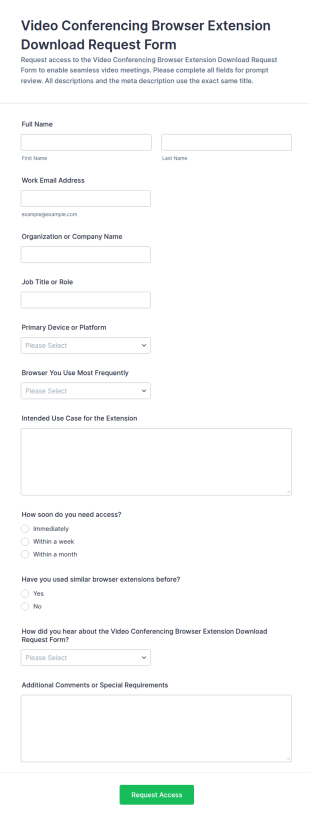 Video Conferencing Browser Extension Download Request Form Template