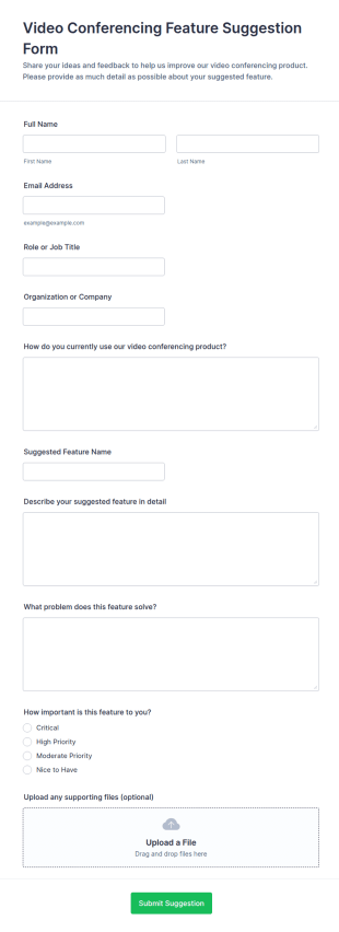 Video Conferencing Feature Suggestion Form Template