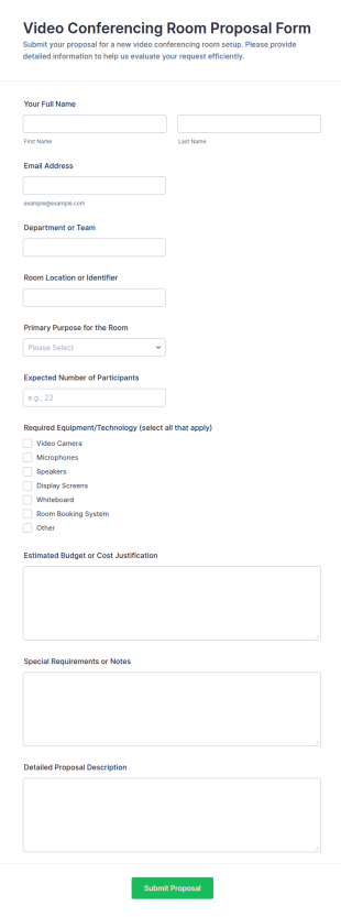 Video Conferencing Room Proposal Form Template