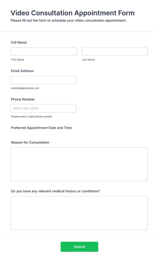 Video Consultation Appointment Form Template