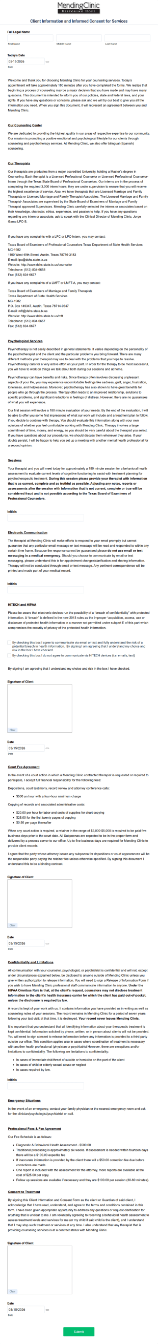 Video Consultation Informed Consent Form Template