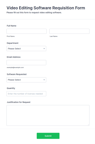 Video Editing Software Requisition Form Template