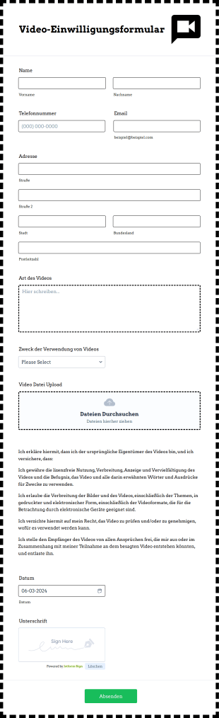 Video Einwilligungsformular