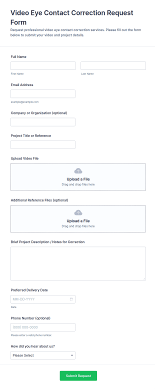 Video Eye Contact Correction Request Form Template