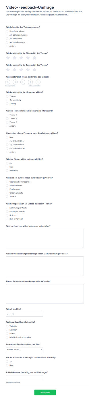 Video Feedback Umfrage